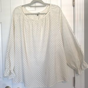 NWT Talbots blouse cream polka dot with ruffle sleeve, 3x
